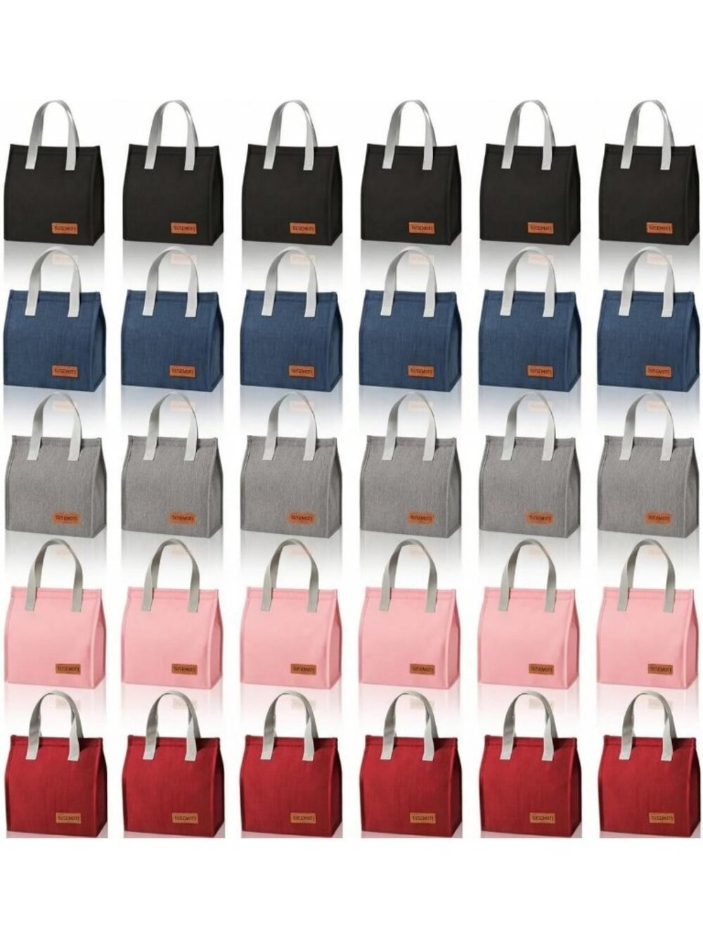 30 Pack Reusable Insulated Lunch Bags, Large Multi-Color Totes for Work & Travel